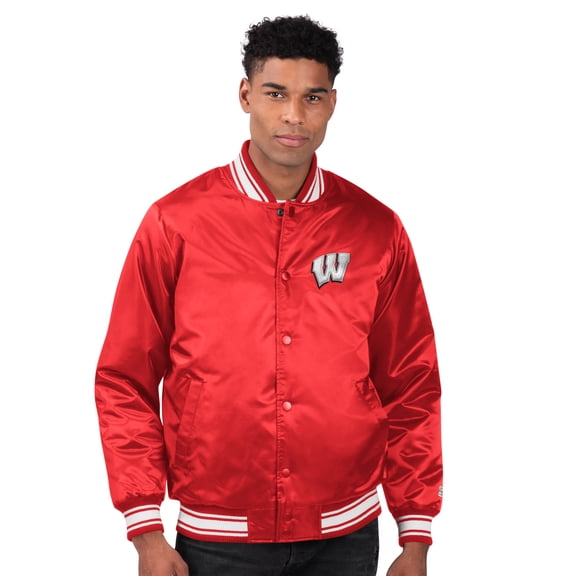 Men's Starter Red Wisconsin Badgers Core Satin Varsity Full-Snap Jacket