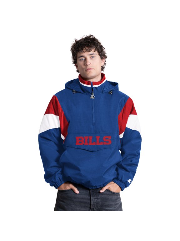 Men's Starter Royal Buffalo Bills Half-Zip Hooded Jacket