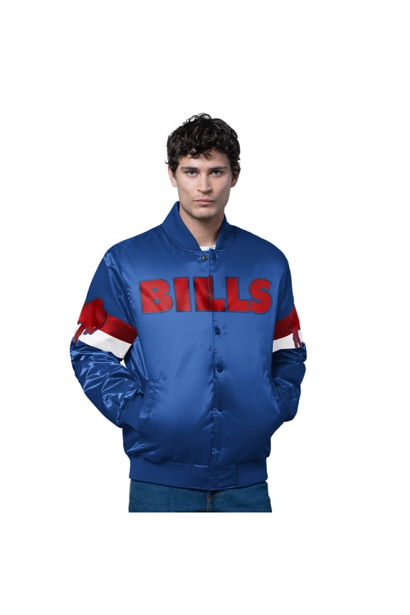 Men's Starter Royal Buffalo Bills Triple Option Satin Varsity Vintage Logo Full-Snap Jacket