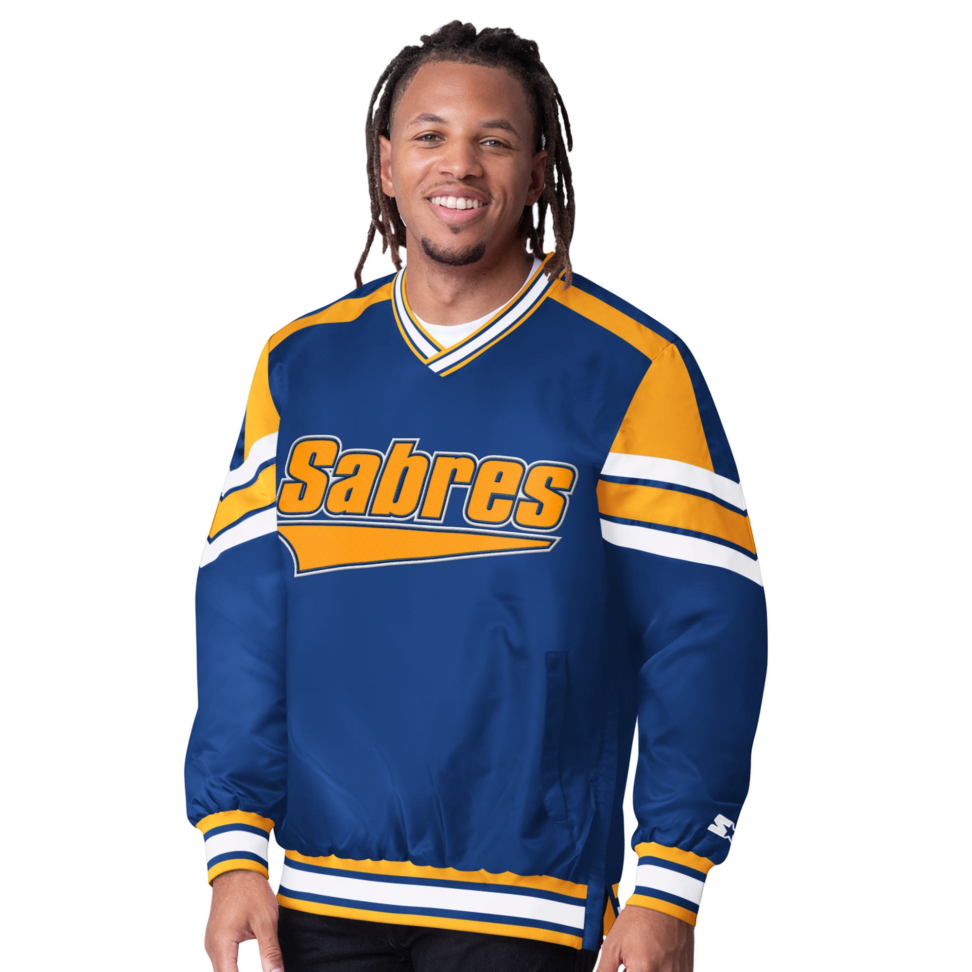 Men's Starter Royal Buffalo Sabres Reliever V-Neck Pullover Jacket ...