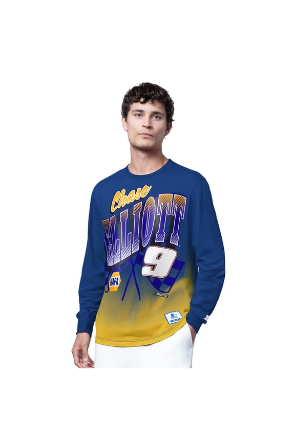 Men's Starter Royal Chase Elliott Quarterback Extreme Long Sleeve T-Shirt