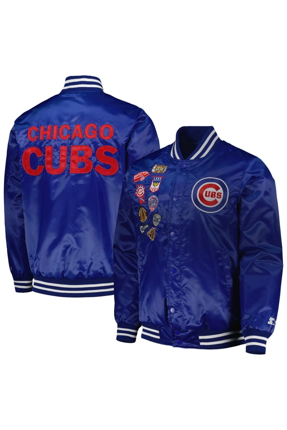 Men's Starter Royal Chicago Cubs Patch Full-Snap Jacket