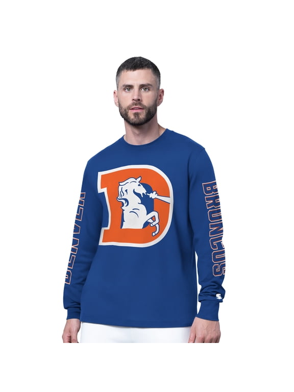 Men's Starter Royal Denver Broncos Clutch Hit II Vintage Logo Long-Sleeve T-Shirt