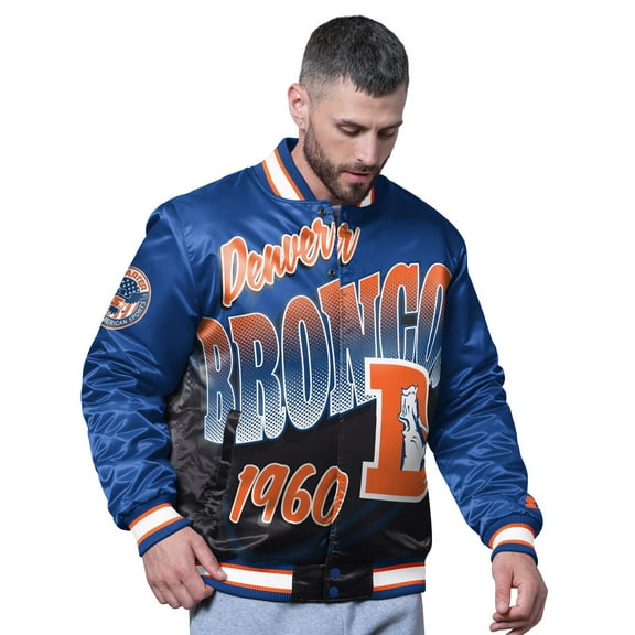 Men's Starter Royal Denver Broncos Retro Pass Rush Varsity Full-Snap Jacket