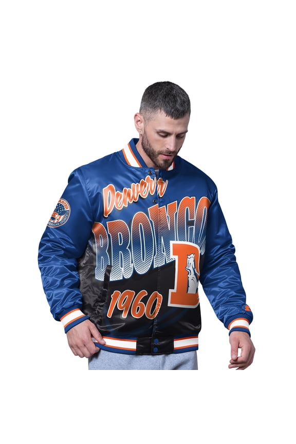 Men's Starter Royal Denver Broncos Retro Pass Rush Varsity Full-Snap Jacket