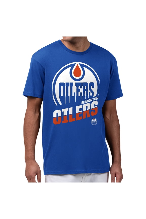 Men's Starter Royal Edmonton Oilers Logo Zoom T-Shirt