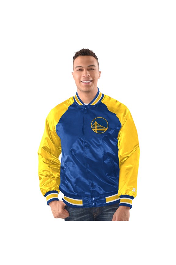 Men's Starter Royal/Gold Golden State Warriors Inductee Raglan Full-Snap Varsity Jacket