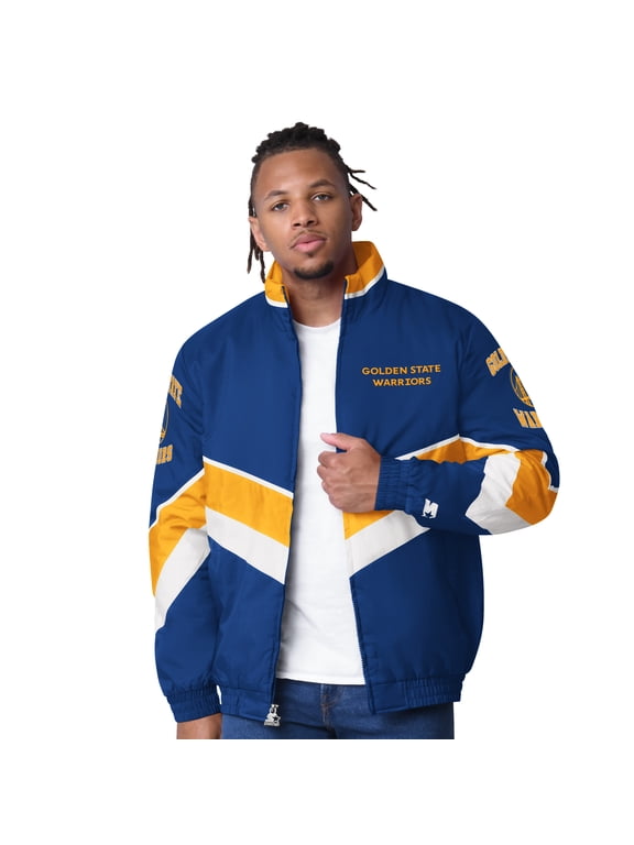 Men's Starter Royal Golden State Warriors Captain Oxford Full-Zip Jacket