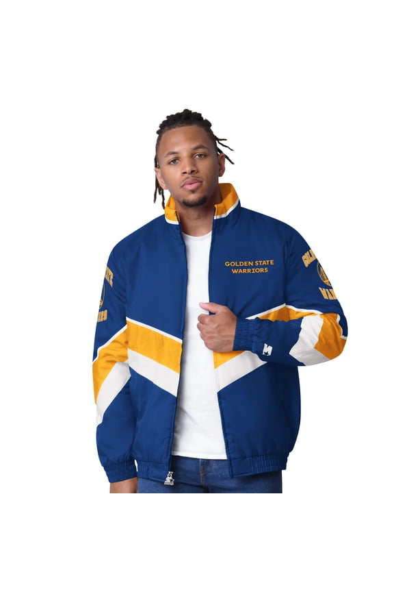 Men's Starter Royal Golden State Warriors Captain Oxford Full-Zip Jacket