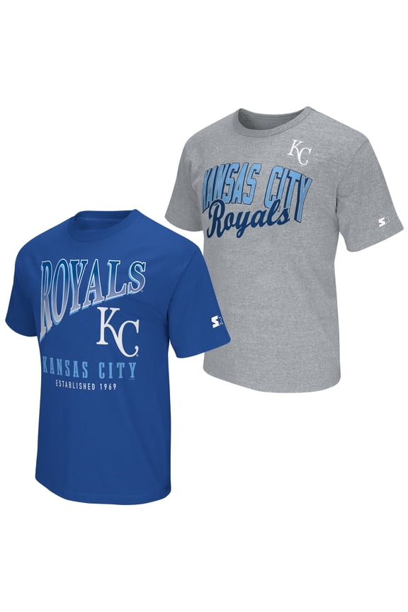 Men's Starter  Royal/Heather Gray Kansas City Royals Two-Pack T-Shirt Set