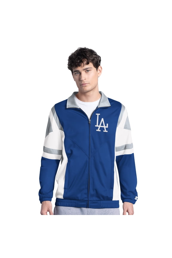 Men's Starter Royal/Gray Los Angeles Dodgers Contender Tricot Full-Zip Track Jacket