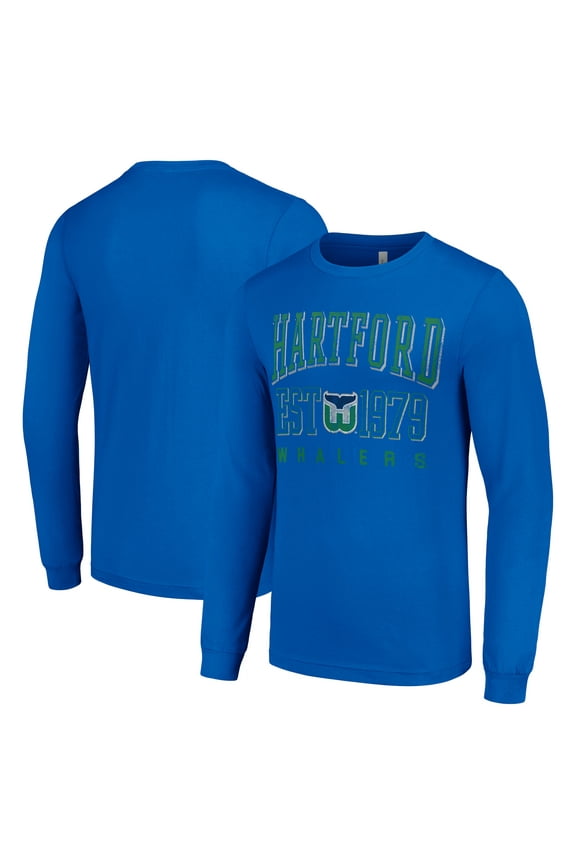 Men's Starter Royal Hartford Whalers Retro Graphic Long Sleeve Crew T-Shirt