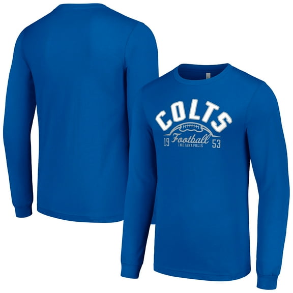 Men's Starter  Royal Indianapolis Colts Half Ball Team Long Sleeve T-Shirt