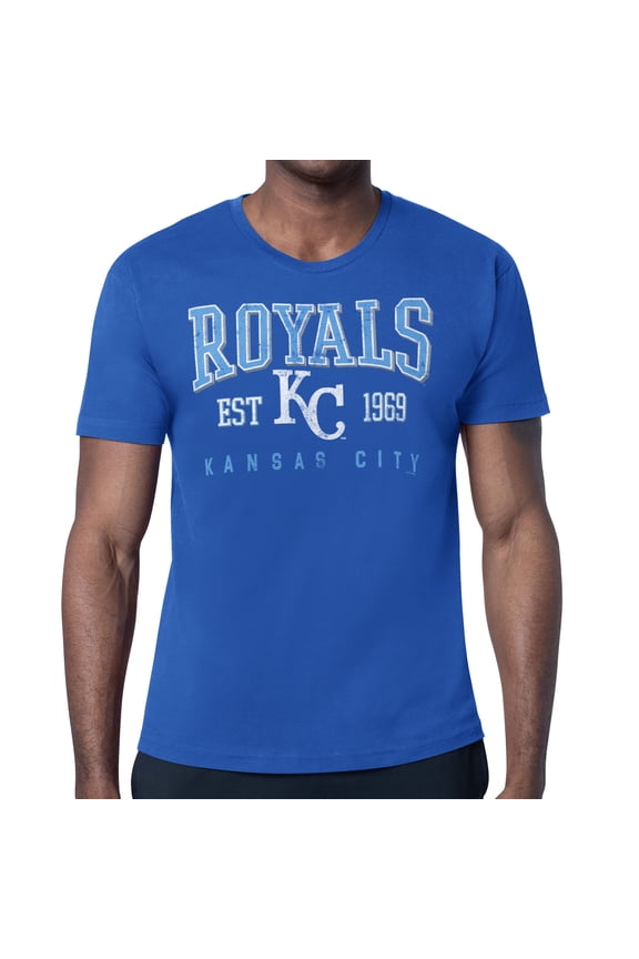 Men's-Starter Royal Kansas City Royals Distressed Logo T-Shirt