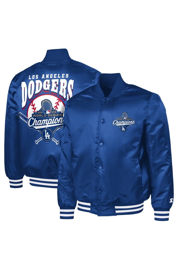 Men's G-III Sports by Carl Banks Royal Los Angeles Dodgers Adaptive 2025 World Series Champions Satin Full-Snap Varsity