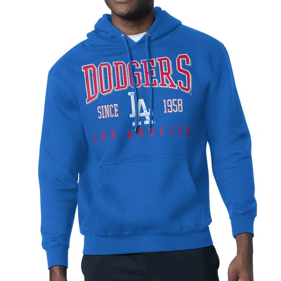 Men's-Starter Royal Los Angeles Dodgers Distressed Fleece Pullover Hoodie