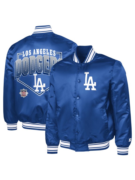 Men's Starter Royal Los Angeles Dodgers Home Plate Printed Graphic Satin Full-Snap Varsity Jacket
