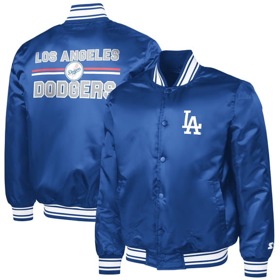 Men's Starter Royal Los Angeles Dodgers Printed Logo Varsity Full-Snap Satin Jacket