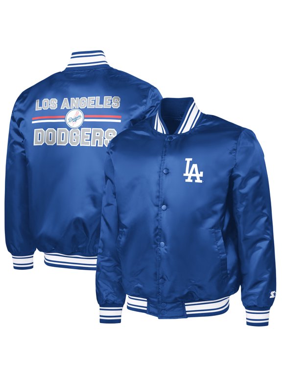 Men's Starter Royal Los Angeles Dodgers Printed Logo Varsity Full-Snap Satin Jacket