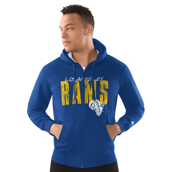 Men's Starter Royal Los Angeles Rams Distressed Classic Full-Zip Hoodie