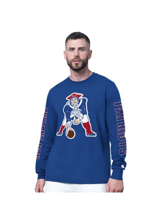 Men's Starter Royal New England Patriots Clutch Hit II Vintage Logo Long-Sleeve T-Shirt