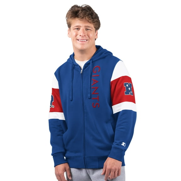 Men's Starter Royal New York Giants Extreme Vintage Logo Full-Zip Hoodie