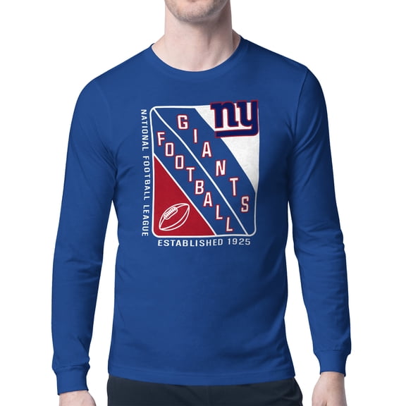 Men's Starter Royal New York Giants Shield Logo Long Sleeve T-Shirt
