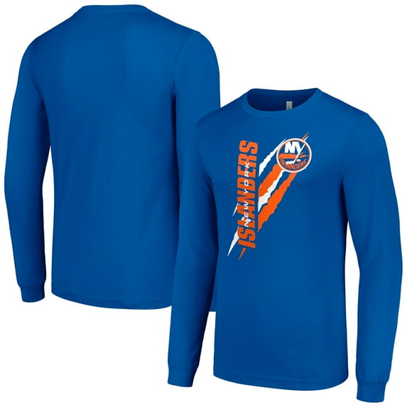 Men's Starter Royal New York Islanders Color Scratch Long-Sleeve T-Shirt