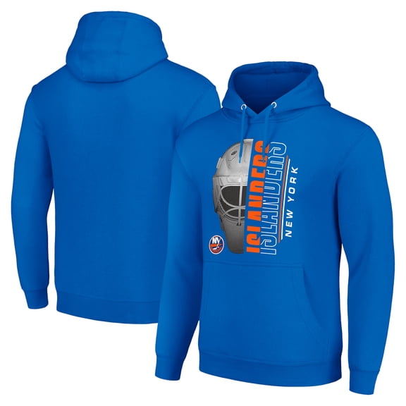 Men's Starter Royal New York Islanders Half Helmet Fleece Pullover Hoodie