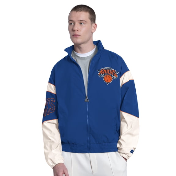 Men's Starter Royal New York Knicks The Gust Full-Zip Hooded Jacket