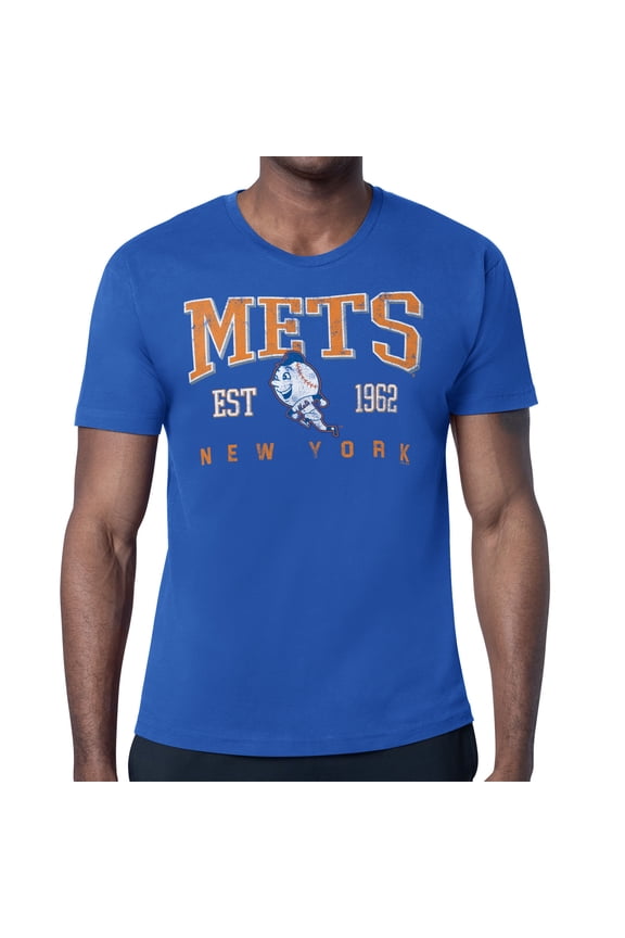 Men's-Starter  Royal New York Mets Distressed Logo T-Shirt