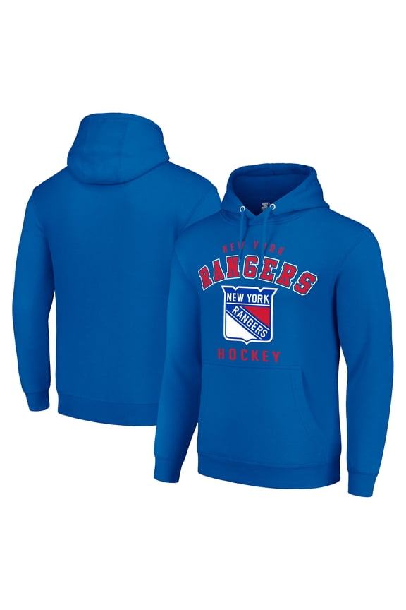Men's Starter Royal New York Rangers  Logo Pullover Hoodie