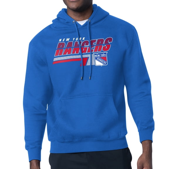 Men's Starter Royal New York Rangers Logo Push Fleece Hoodie