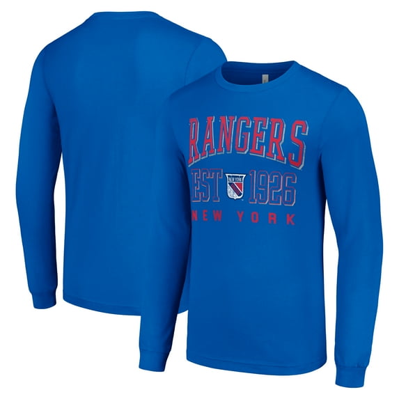 Men's Starter Royal New York Rangers Retro Graphic Long Sleeve Crew T-Shirt