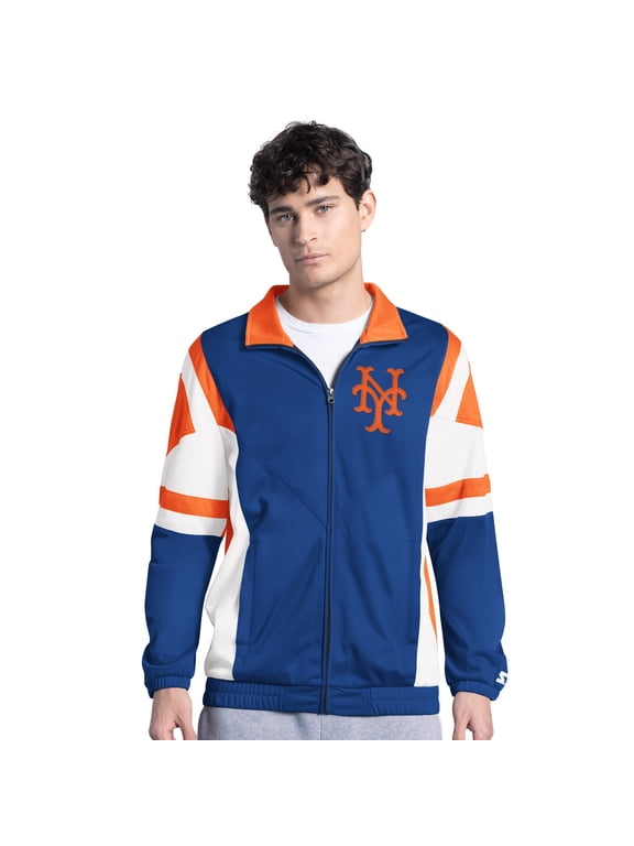 Men's Starter Royal/Orange New York Mets Contender Tricot Full-Zip Track Jacket