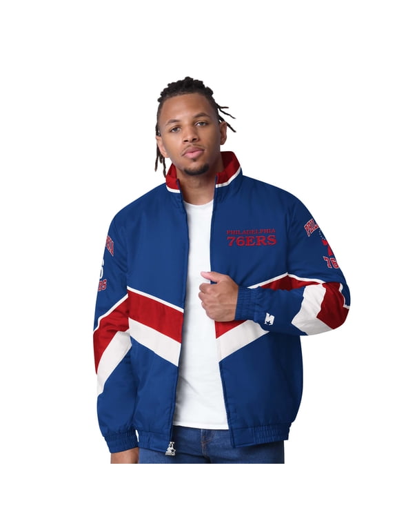 Men's Starter Royal Philadelphia 76ers Captain Oxford Full-Zip Jacket