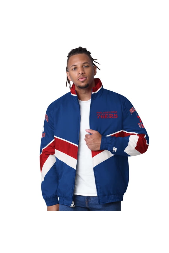 Men's Starter Royal Philadelphia 76ers Captain Oxford Full-Zip Jacket
