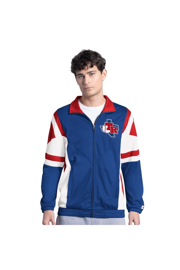 Men's Starter Royal/Red Texas Rangers Contender Tricot Full-Zip Track Jacket