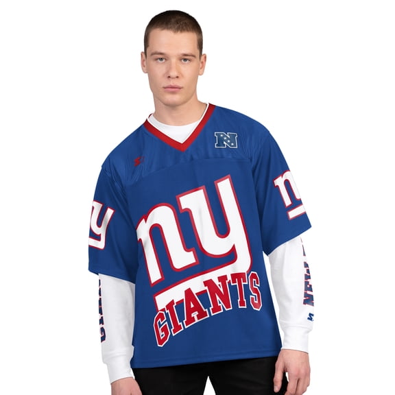 Men's Starter  Royal/White New York Giants Short Sleeve & Long Sleeve T-Shirt Combo Pack