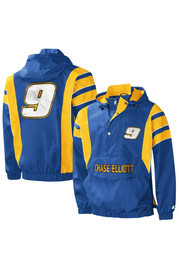 Men's Starter Royal/Yellow Chase Elliott Impact Half-Snap Pullover Jacket