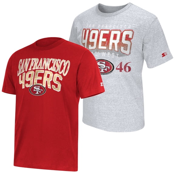 Men's Starter  Scarlet/Gray San Francisco 49ers Two-Pack Logo T-Shirt Set