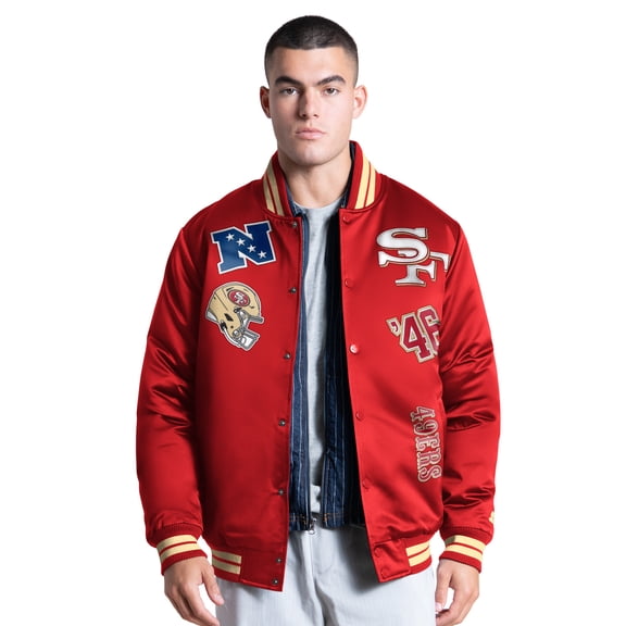 Men's Starter Scarlet San Francisco 49ers Elite Full Snap Varsity Jacket