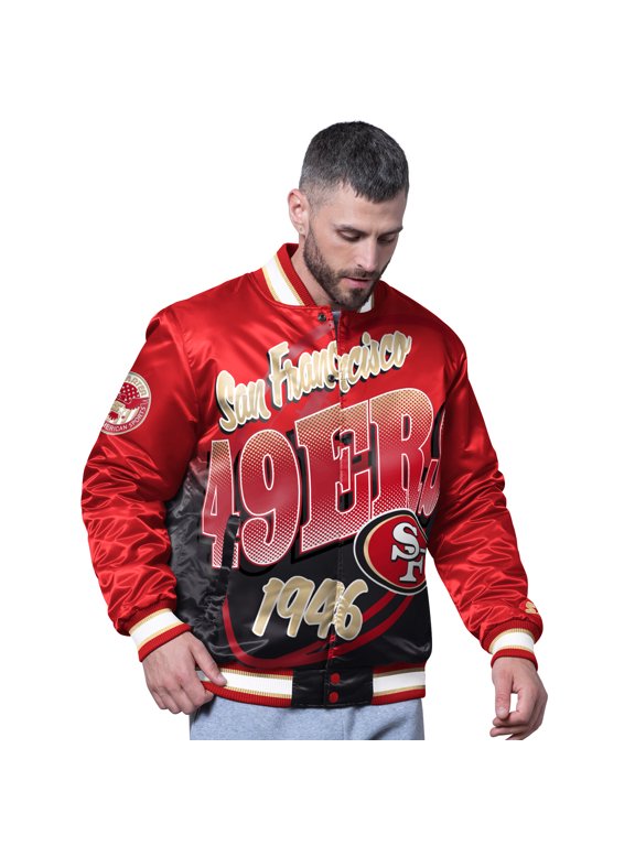 Men's Starter Scarlet San Francisco 49ers Pass Rush Varsity Full-Snap Jacket