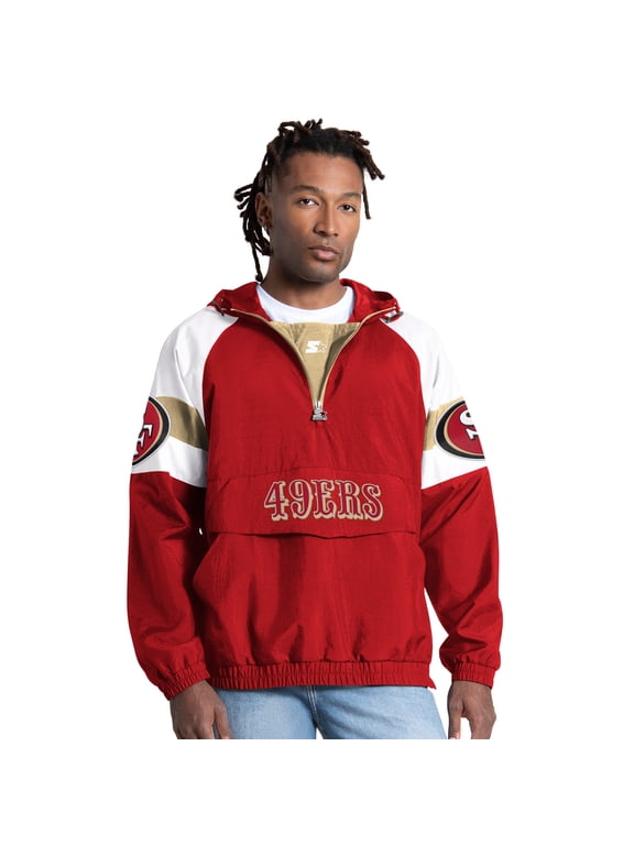 Men's Starter Scarlet San Francisco 49ers Street Cut Half-Zip Jacket