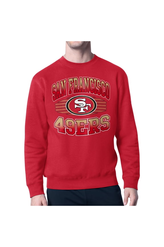 Men's Starter Scarlet San Francisco 49ers Team Grit Graphic Fleece Pullover Sweatshirt
