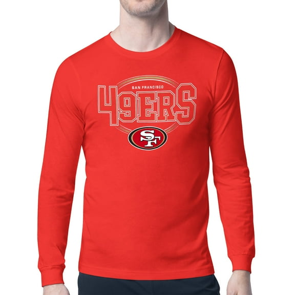 Men's Starter Scarlet San Francisco 49ers Team Track Graphic Long Sleeve T-Shirt