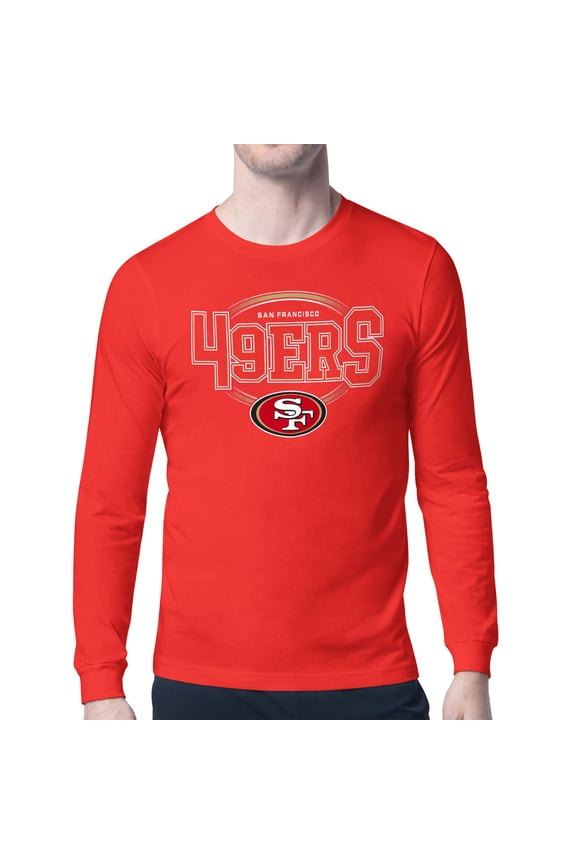 Men's Starter Scarlet San Francisco 49ers Team Track Graphic Long Sleeve T-Shirt