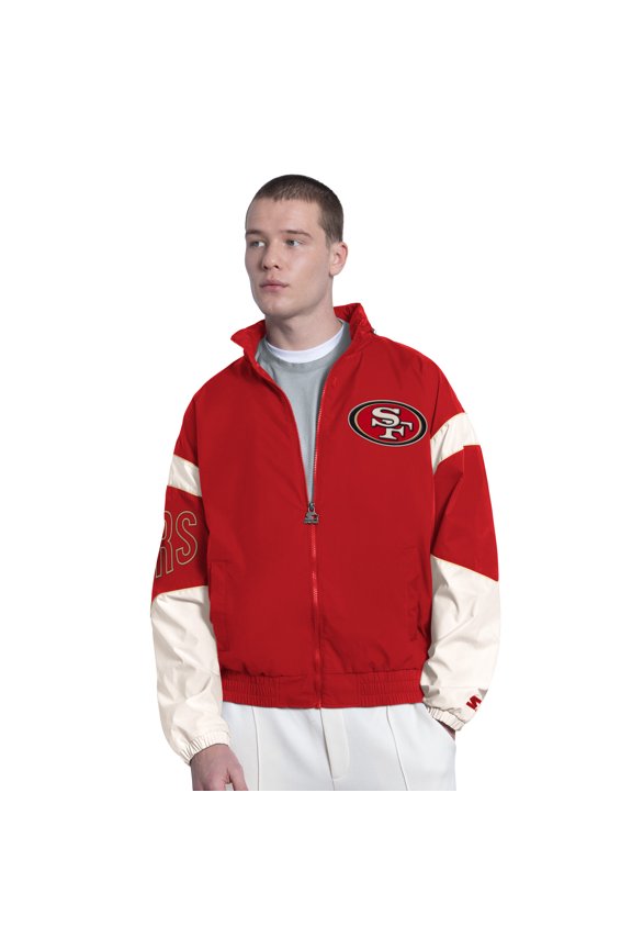 Men's Starter Scarlet San Francisco 49ers The Gust Full-Zip Hooded Jacket