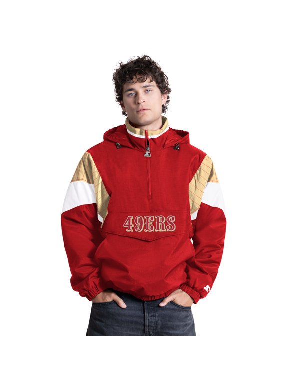 Men's Starter Scarlet San Francisco 49ers Half-Zip Hooded Jacket