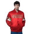 thumbnail image 1 of Men's Starter Scarlet San Francisco 49ers Triple Option Satin Varsity Full-Snap Jacket, 1 of 2